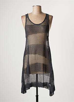 Robe courte coupe évasée sans manche gris LAUREN VIDAL femme
