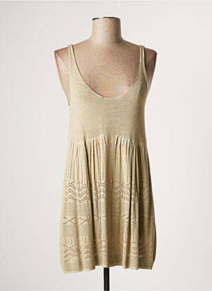 Pull tunique stretch sans manche beige LAUREN VIDAL femme