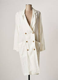 Manteau long coupe droite sans capuche beige LAUREN VIDAL femme