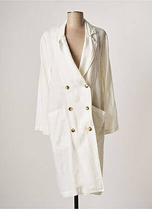 Manteau long coupe droite sans capuche beige LAUREN VIDAL femme