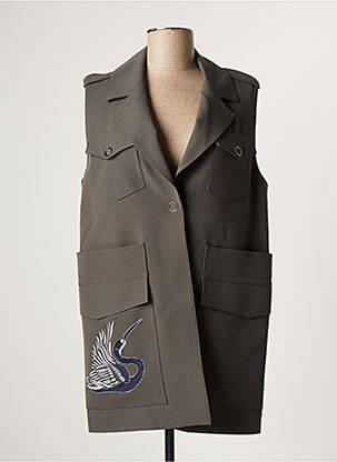 Veste casual col tailleur vert LAUREN VIDAL femme