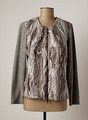 Veste casual col rond gris LAUREN VIDAL femme