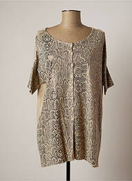 Top stretch manches courtes beige LAUREN VIDAL femme