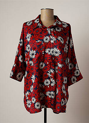 Chemisier poches poitrine manches 3/4 rouge LAUREN VIDAL femme