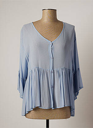 Chemisier coupe droite manches 3/4 bleu LAUREN VIDAL femme