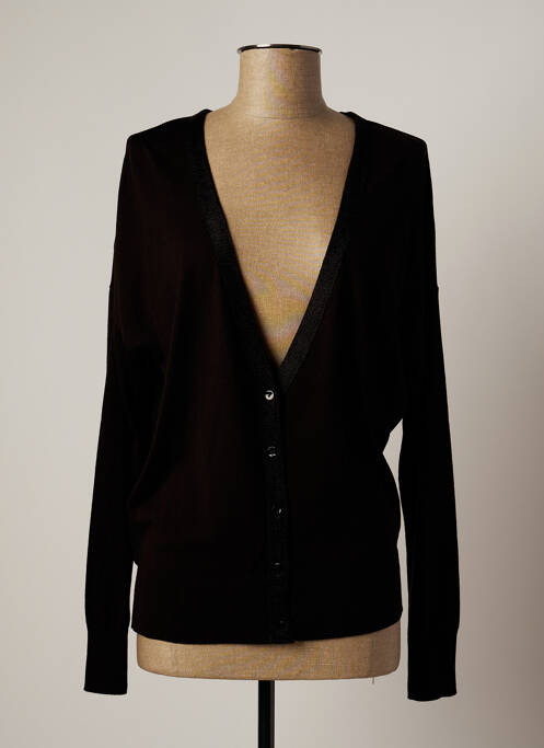 Gilet manches longues resserrée sur le bas noir LAUREN VIDAL femme