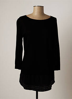 Pull coupe cintrée manches 3/4 noir LAUREN VIDAL femme