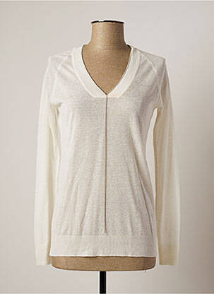 Pull col v manches longues blanc LAUREN VIDAL femme