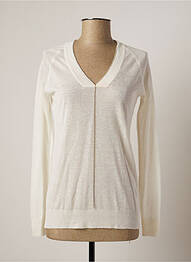 Pull finition bords-côtes manches longues blanc LAUREN VIDAL femme