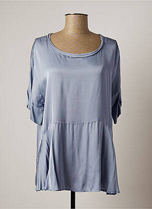 Blouse col rond manches courtes bleu LAUREN VIDAL femme