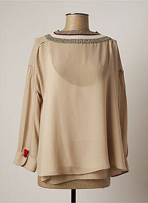 Blouse col rond manches longues vert LAUREN VIDAL femme