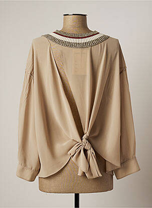Blouse col rond manches longues vert LAUREN VIDAL femme