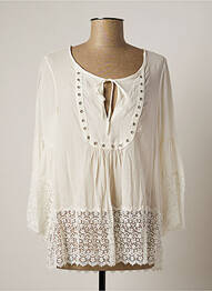 Blouse col rond manches longues blanc LAUREN VIDAL femme