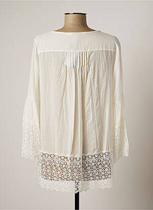 Blouse col rond manches longues blanc LAUREN VIDAL femme