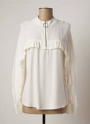 Blouse col rond manches longues blanc LAUREN VIDAL femme
