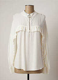 Blouse col rond manches longues blanc LAUREN VIDAL femme