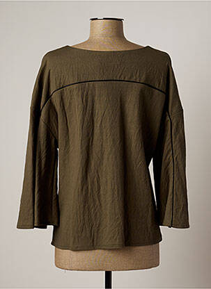 Blouse col rond manches longues vert LAUREN VIDAL femme