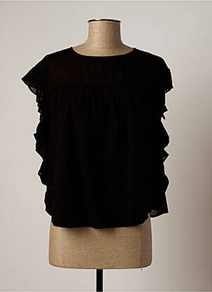 Blouse manches courtes manches courtes noir LAUREN VIDAL femme