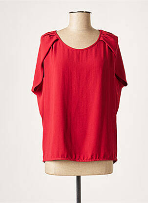 Blouse col rond sans manche rouge LAUREN VIDAL femme