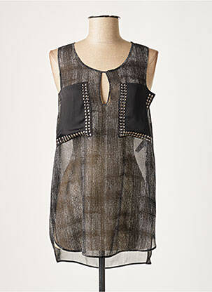 Blouse légère et transparente sans manche noir LAUREN VIDAL femme
