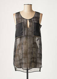Blouse légère et transparente sans manche noir LAUREN VIDAL femme