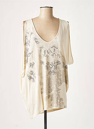 Tunique sans manche coupe fluide beige LAUREN VIDAL femme