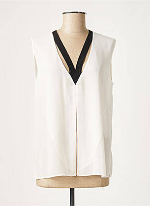 Blouse légère et transparente sans manche blanc LAUREN VIDAL femme