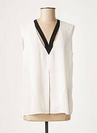 Blouse légère et transparente sans manche blanc LAUREN VIDAL femme