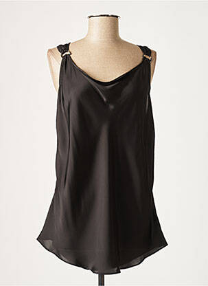 Blouse légère et transparente fines bretelles noir LAUREN VIDAL femme