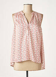 Blouse imprimé fantaisie sans manche rouge LAUREN VIDAL femme
