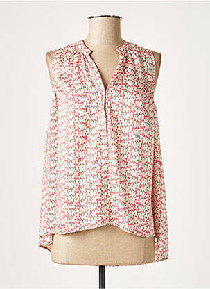 Blouse imprimé fantaisie sans manche rouge LAUREN VIDAL femme