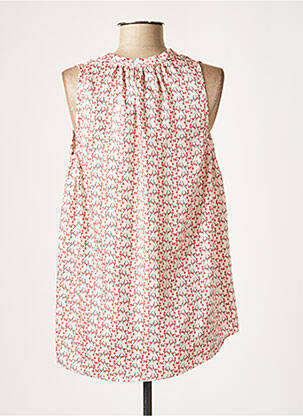 Blouse imprimé fantaisie sans manche rouge LAUREN VIDAL femme