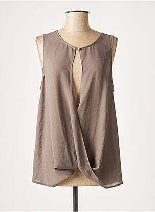 Blouse légère et transparente sans manche gris LAUREN VIDAL femme