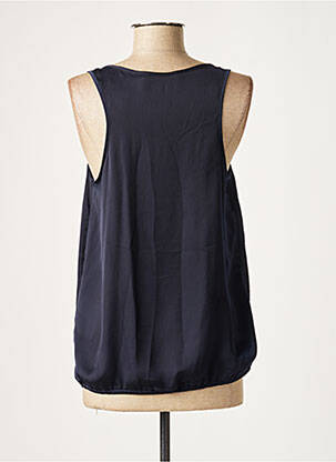 Blouse col rond sans manche bleu LAUREN VIDAL femme