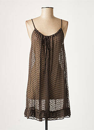 Tunique manches longues imprimé fantaisie marron LAUREN VIDAL femme