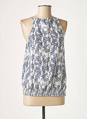 Blouse imprimé fantaisie sans manche bleu LAUREN VIDAL femme