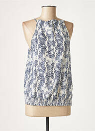 Blouse imprimé fantaisie sans manche bleu LAUREN VIDAL femme
