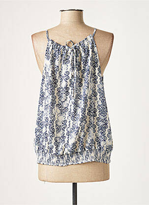 Blouse imprimé fantaisie sans manche bleu LAUREN VIDAL femme