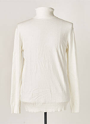 Pull col roulé blanc AARHON pour homme