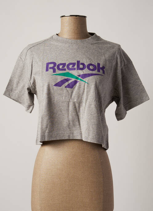 T-shirt manches mi-longues manches courtes gris REEBOK femme