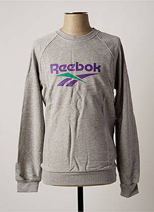 Sweat-shirt stretch manches longues gris REEBOK homme
