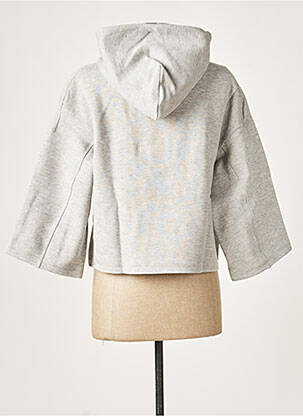 Sweat-shirt à capuche stretch manches 3/4 gris ADIDAS femme