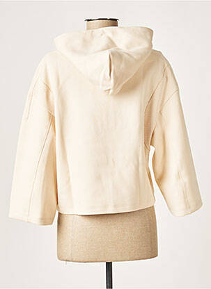 Sweat-shirt à capuche stretch manches 3/4 beige ADIDAS femme