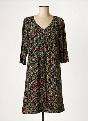 Robe mi-longue imprimé fleurs manches 3/4 noir COMPTOIR DES COTONNIERS femme