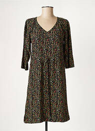 Robe mi-longue imprimé fleurs manches 3/4 noir COMPTOIR DES COTONNIERS femme
