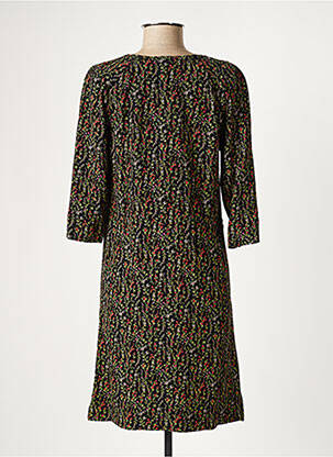 Robe mi-longue imprimé fleurs manches 3/4 noir COMPTOIR DES COTONNIERS femme