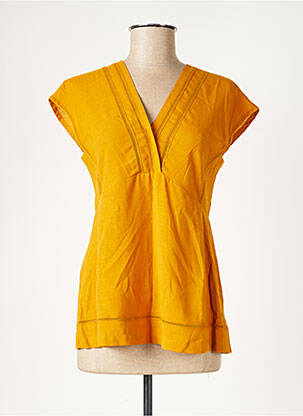 Top col v sans manche jaune COMPTOIR DES COTONNIERS femme