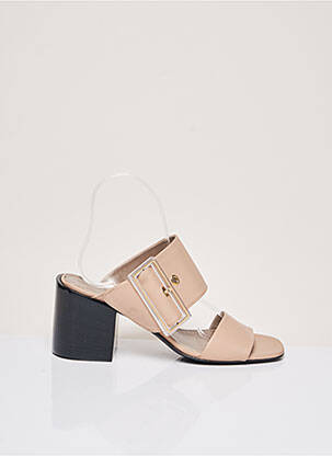 Mules/sabots matière lisse talon de 7 à 9cm beige ATTILIO GIUSTI LEOMBRUNI femme