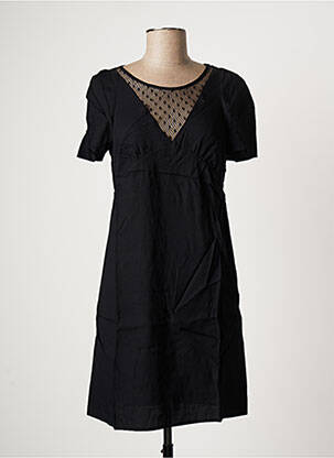 Robe courte coupe évasée manches courtes noir IKKS femme