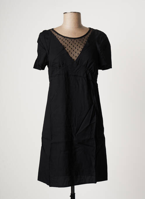 Robe courte coupe évasée manches courtes noir IKKS femme